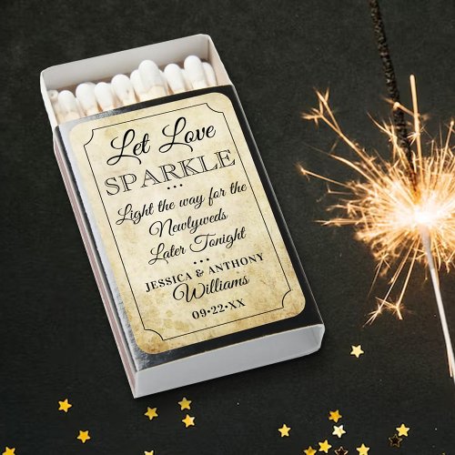 Let Love Sparkle Vintage Wedding Sparkler Sendoff  Matchboxes