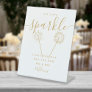Let Love Sparkle Wedding Gold Signature Script Pedestal Sign