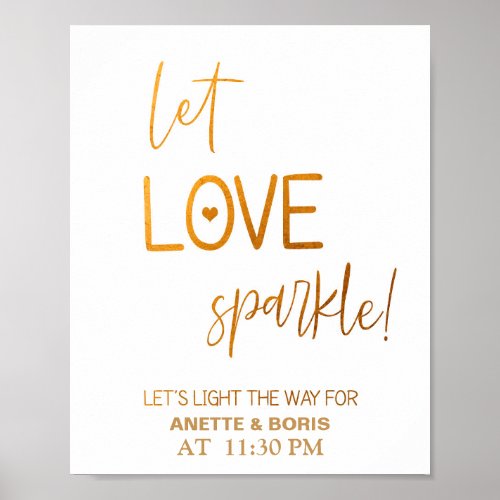 Let love sparkle wedding sign 8x10 poster