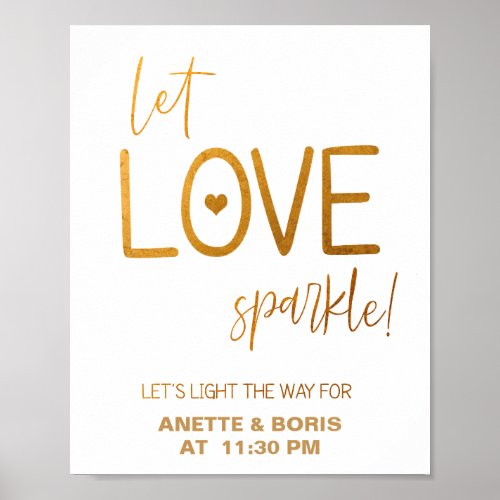Let love sparkle wedding sign 8x10 poster