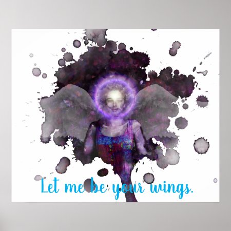 Let Me Be  Your Wings, Violet Guardian Angel Print