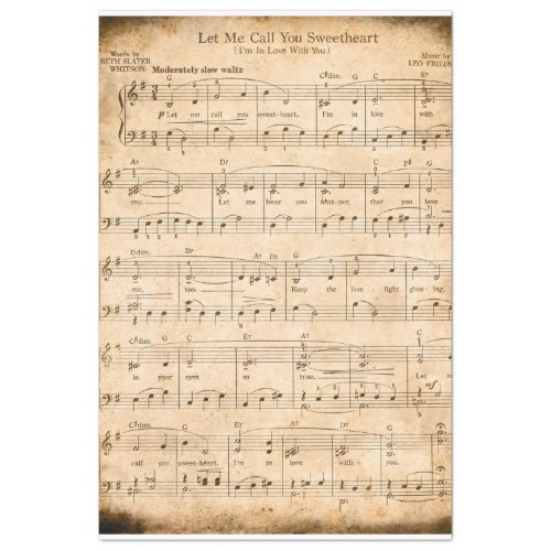 Let Me Call You Sweetheart Music Decoupage Tissue Paper