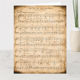 Let Me Call You Sweetheart Sheet Music Valentine Card