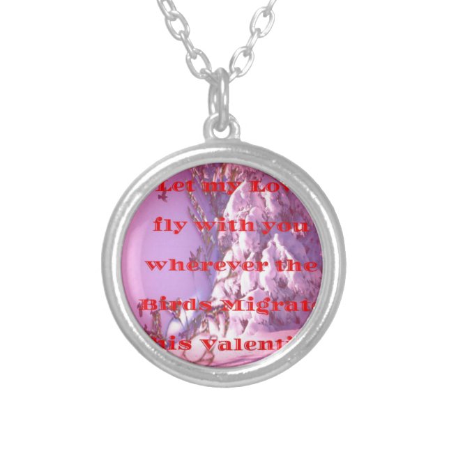 Let me fly with you to valentine.png silver plated necklace (Front)