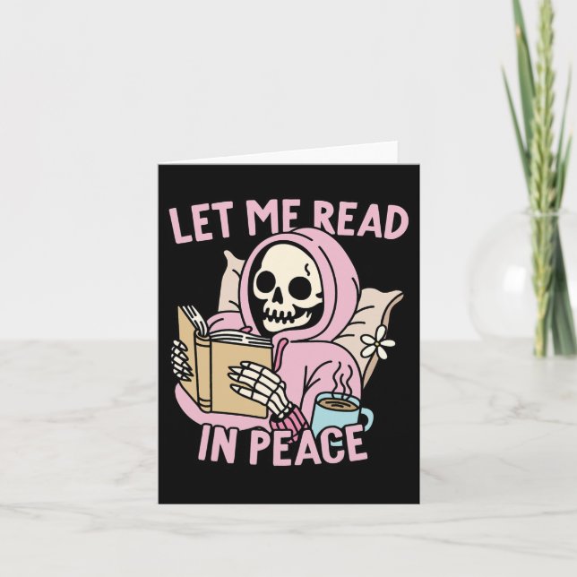 Let Me Read In Peace Funny Ghost Reading Book Hall Card (Front)