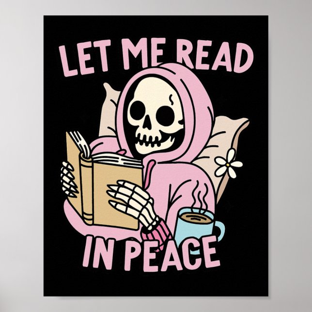Let Me Read In Peace Funny Ghost Reading Book Hall Poster (Front)