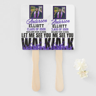 Let Me See you WALK Purple Graduation 2 Photos Hand Fan