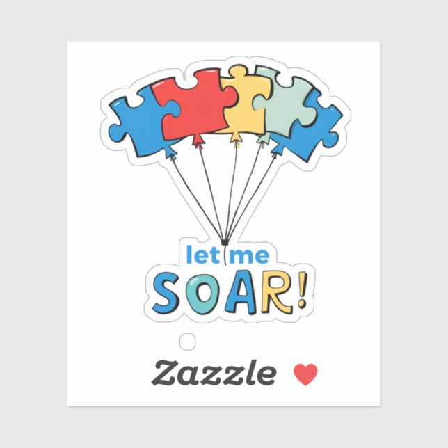 Let Me Soar - Autism Awareness Puzzle Balloon Sticker (Sheet)