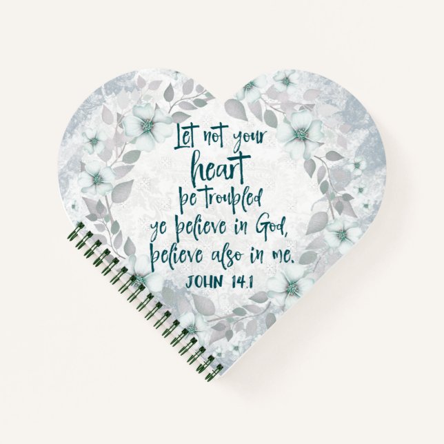 Let Not Your Heart Be Troubled Bible Verse Notebook (Front)
