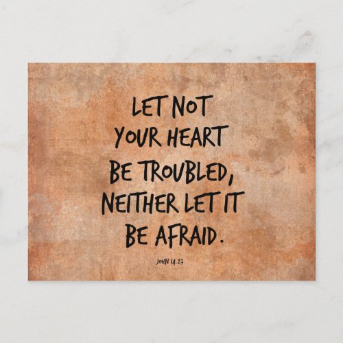 Let not your heart be troubled bible verse postcard