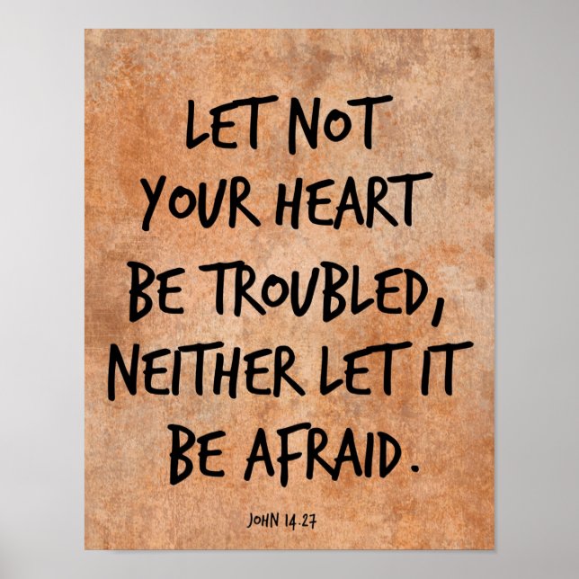 Let not your heart be troubled bible verse poster (Front)
