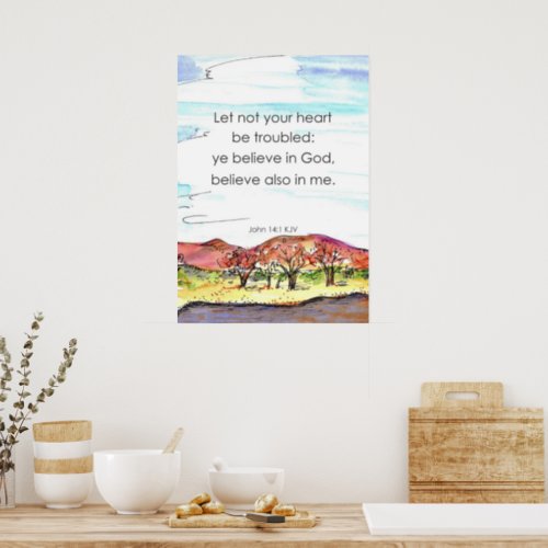 Let Not Your Heart Be Troubled John 141 Desert Poster