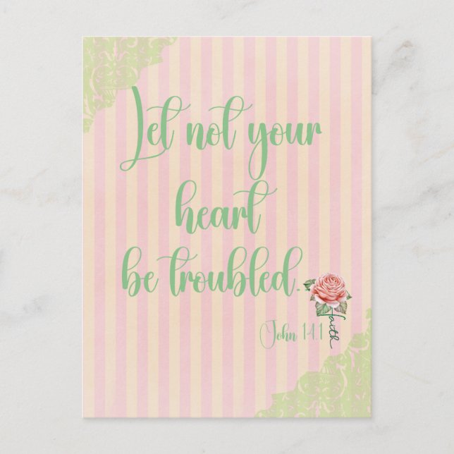 Let Not your Heart Be Troubled KJV Scripture  Postcard (Front)