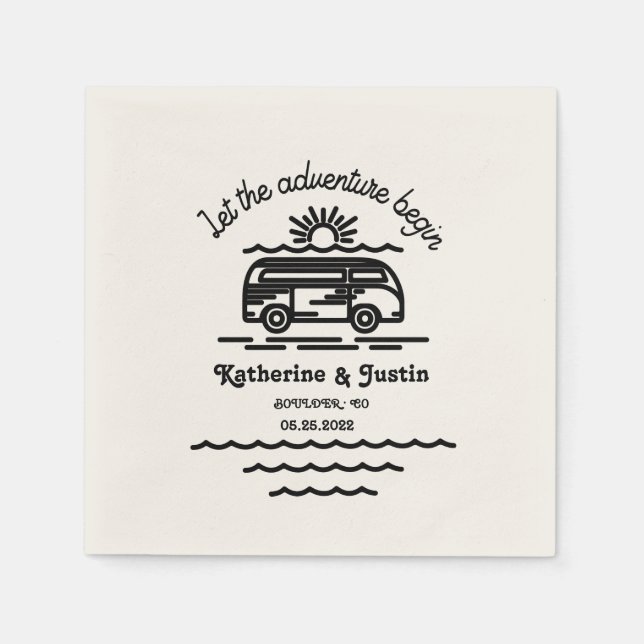 let our adventure begin rustic wedding napkins (Front)