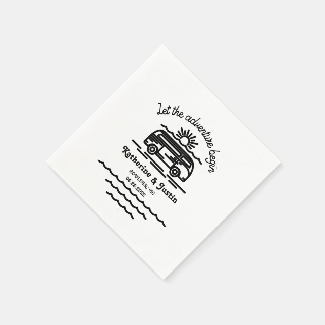 let our adventure begin rustic wedding napkins (Corner)