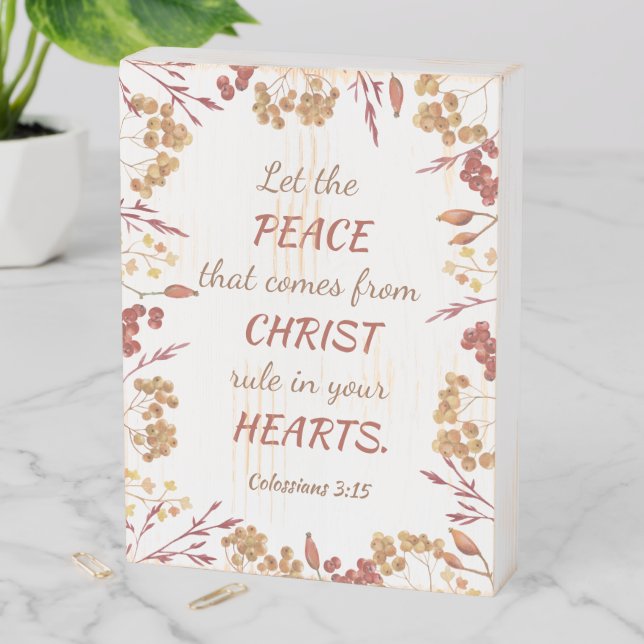 Let Peace Rule Autumn Frame Christian Wooden Box S (In Situ Vertical)