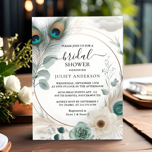 Let Rustic Asian Sky Cloud Peacock Bridal Shower Invitation