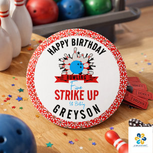 Let’s Bowl! Fun Kids 5th Birthday Party Bowling Button