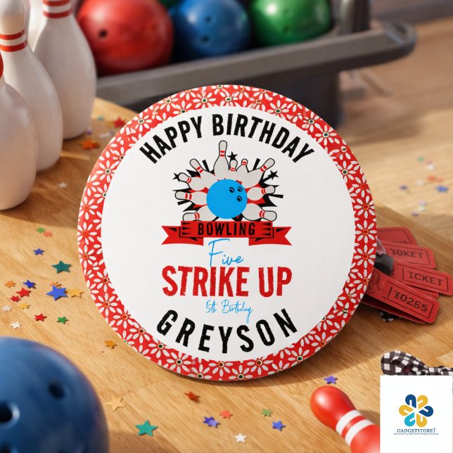 Let’s Bowl! Fun Kids 5th Birthday Party Bowling Button (Let’s Bowl! Fun Kids 5th Birthday Party Bowling Button)
