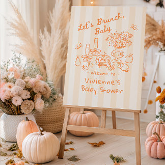Let’s Brunch Baby Shower Welcome Sign - Orange