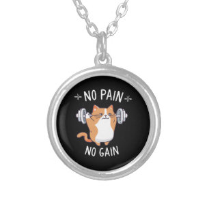 Let s Build Some Muscle! Gym Time! Silver Plated Necklace