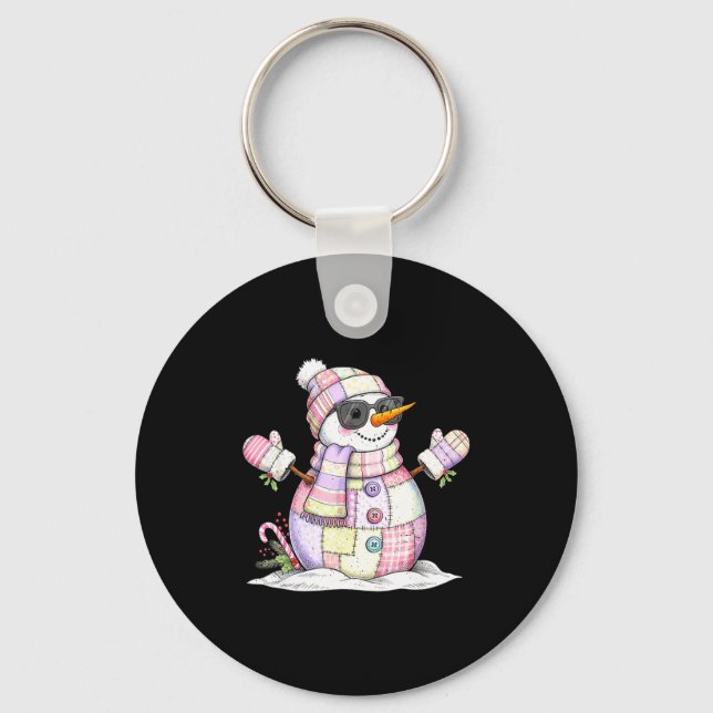 Let’s Chill Snowman Christmas Coffee Cute Holiday  Keychain (Front)