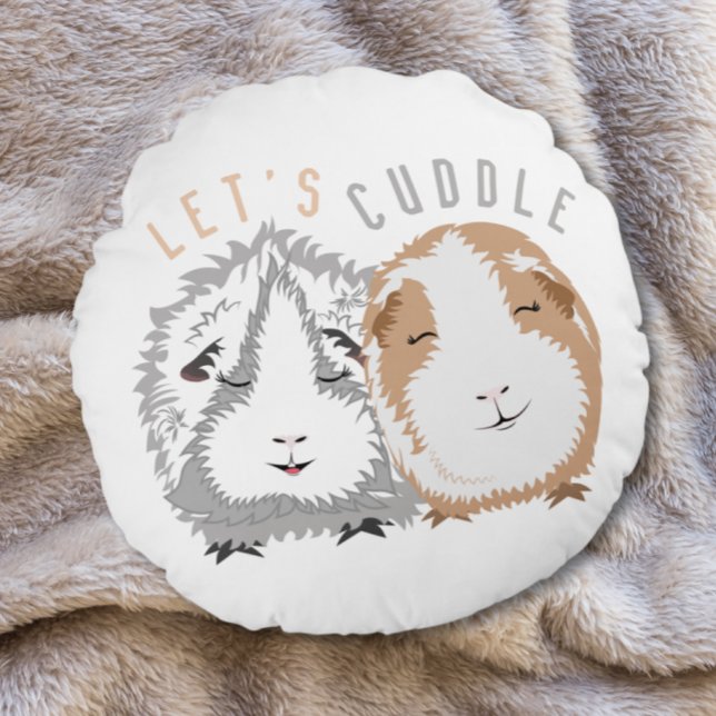 Let’s Cuddle Guinea Pig Round Pillow (Creator Uploaded)