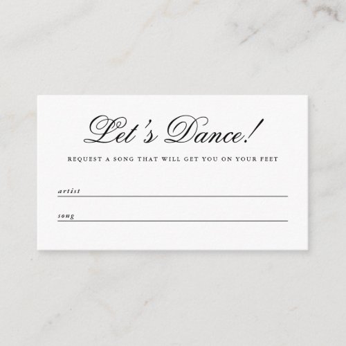 Let’s Dance Wedding Song Request Enclosure Card