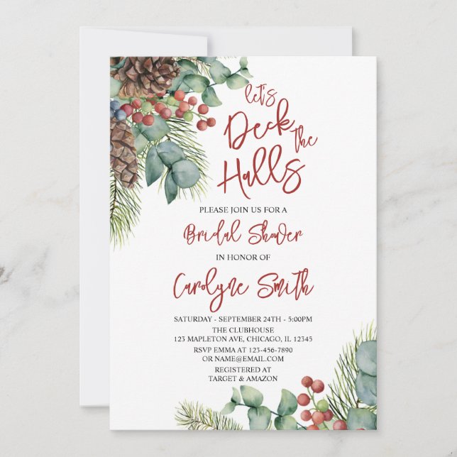 Let’s Deck the Halls Bridal Shower Invitation (Front)