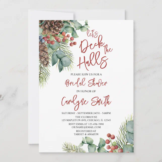 Let’s Deck the Halls Bridal Shower Invitation | Zazzle