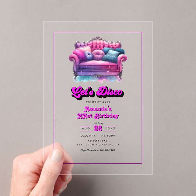 Let’s Disco Birthday Party Acrylic Invitations (Insitu (Handheld))