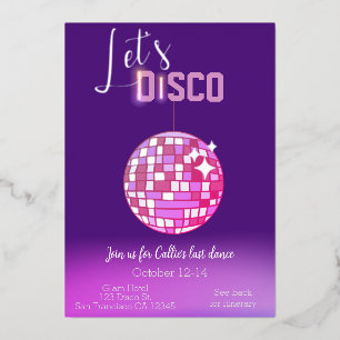 Let’s Disco Neon Bachelorette Foil Invitation