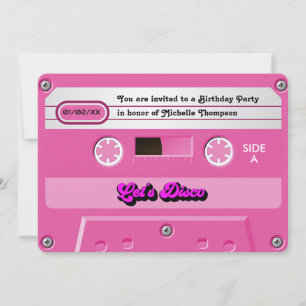 Let’s Disco Retro Cassette Tape Birthday Party Invitation