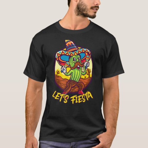 Let S Fiesta Cactus With Sombrero For Boys Mexican T_Shirt