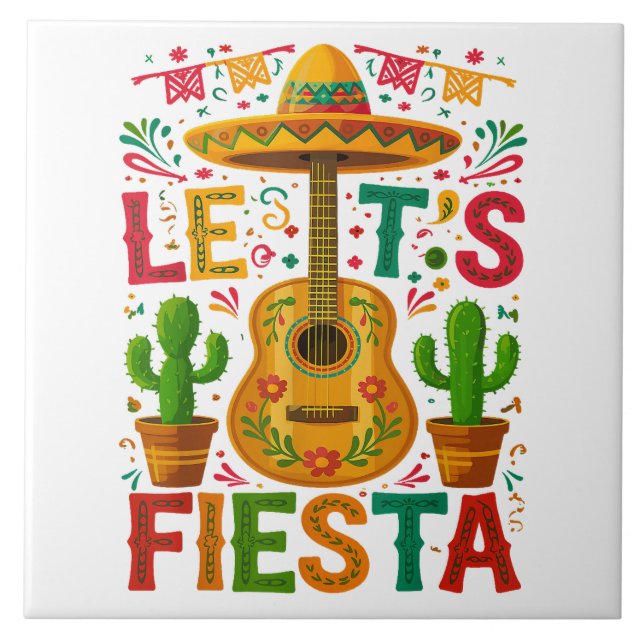 Let’s Fiesta Cinco De Mayo Fiesta Ceramic Tile (Front)