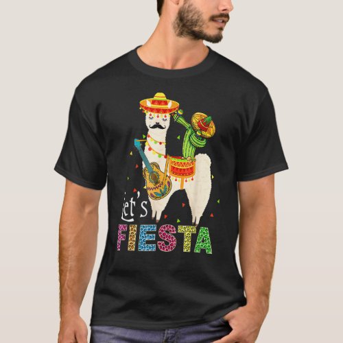 Let S Fiesta Llama Cinco De Mayo Cactus Sombrero M T_Shirt