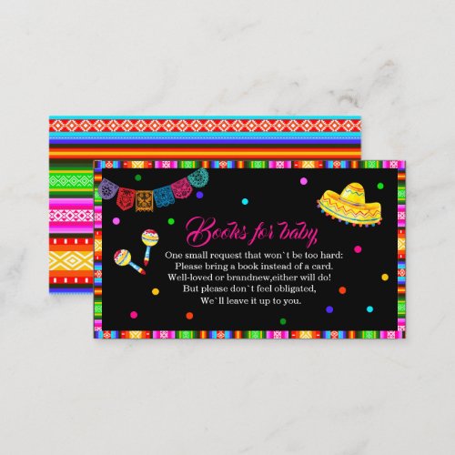 Lets Fiesta watercolor baby shower books for baby Enclosure Card