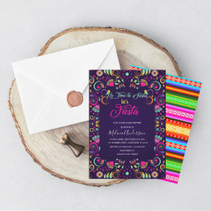 Let`s Fiesta watercolor baby shower Invitation