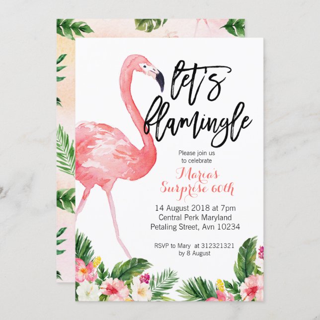 Let’s Flamingle 30th birthday Invitation (Front/Back)