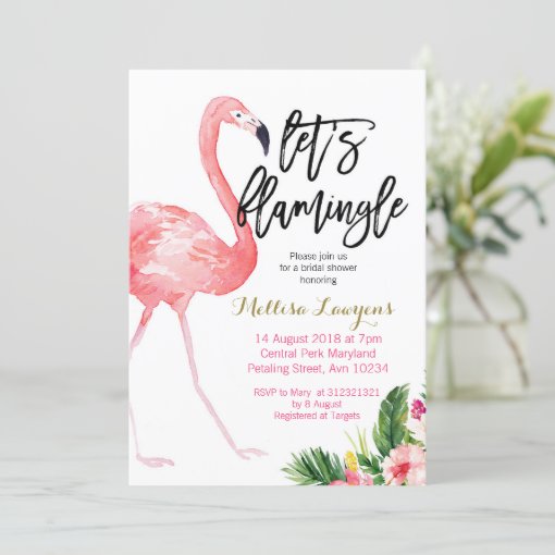 Let’s Flamingle Bridal Shower Invitation Zazzle
