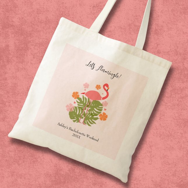 Let’s Flamingle Pink Flamingo Bachelorette Weekend Tote Bag (Creator Uploaded)