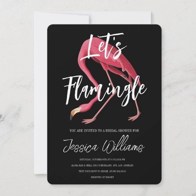 Let’s Flamingle! Tropical Bridal Shower Bash Invitation (Front)