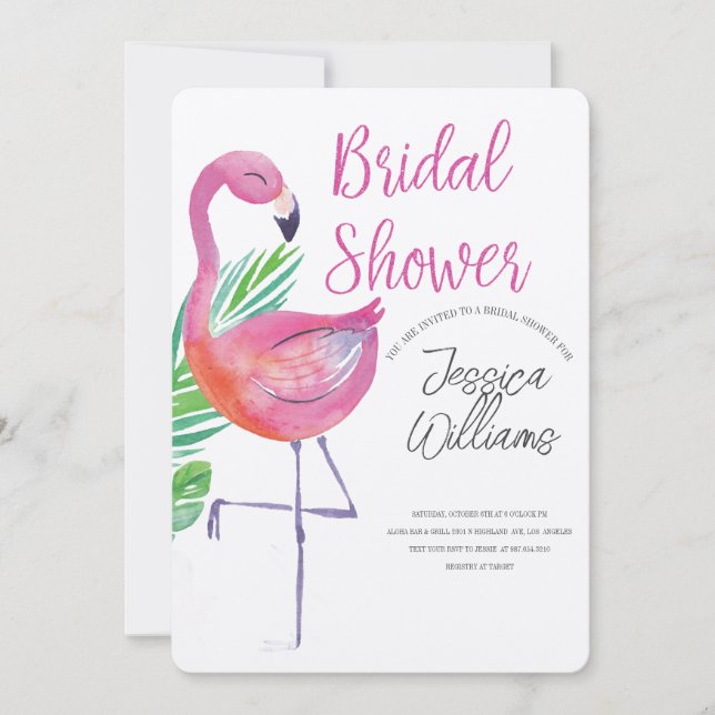 Let’s Flamingle! Tropical Bridal Shower Bash Invitation (Front)