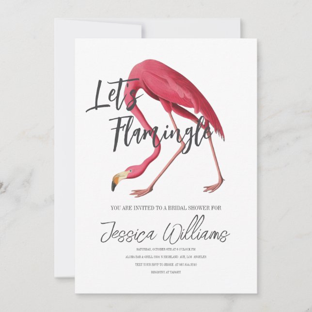 Let’s Flamingle! Tropical Bridal Shower Bash Invitation (Front)
