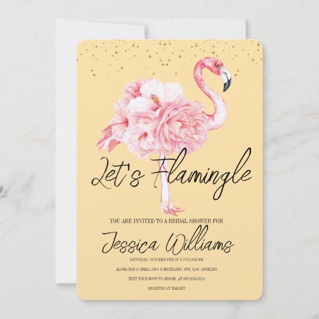 Let’s Flamingle! Tropical Bridal Shower Bash Invitation (Front)