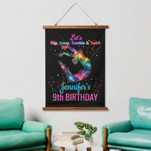Let’s Flip, Jump, Tumble & Twirl Birthday Girl Hanging Tapestry