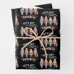 Let’s Get Crackin’ Christmas Party Nutcracker Xmas Wrapping Paper Sheets
