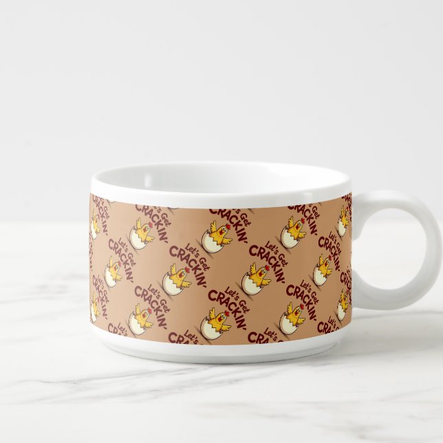 Let’s Get Crackin’ Funny Chicken Farm Pun Bowl (Left)