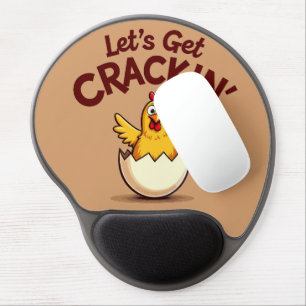 Let’s Get Crackin’ Funny Chicken Farm Pun Gel Mouse Pad