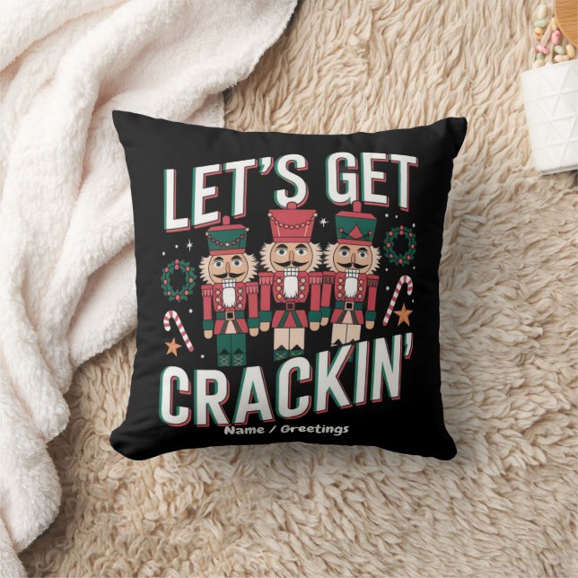 Let’s Get Crackin’ This Christmas Funny Retro Nut Throw Pillow (Blanket)